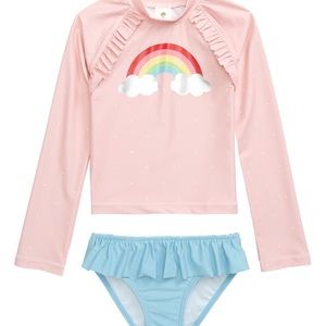 Kids size 8 two piece swim suit - rash guard
